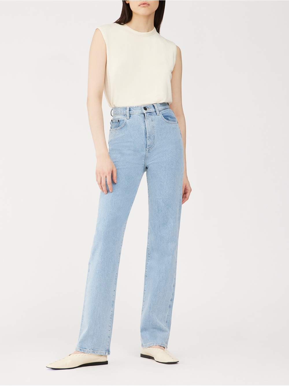DL1961 High-Rise Straight Leg Jeans - Light Blue